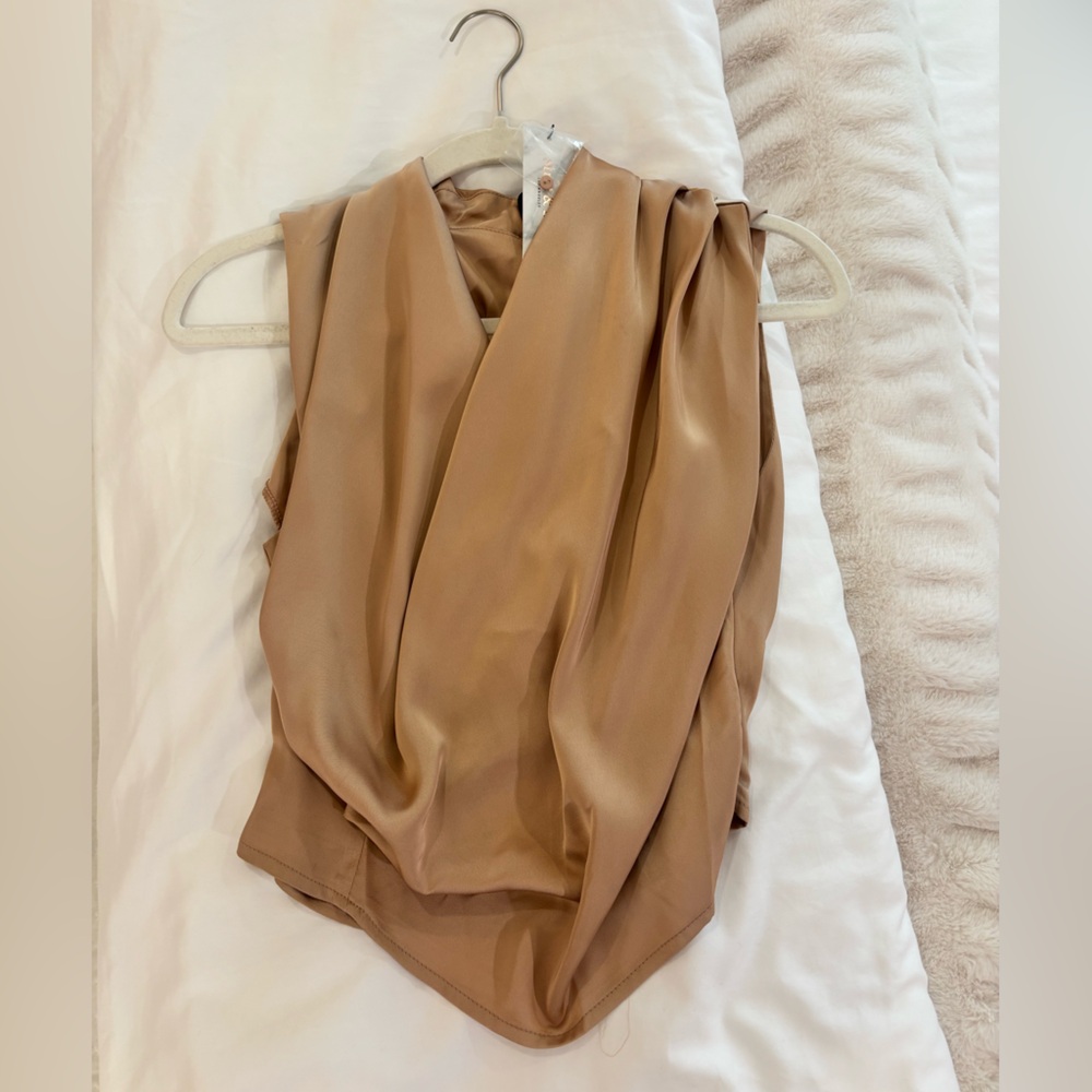 Tan Sleeveless Blouse